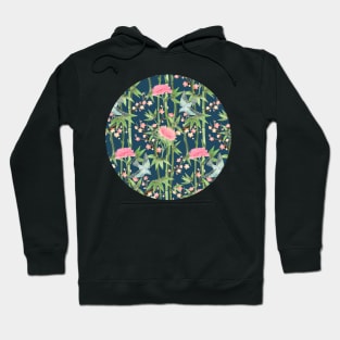 Bamboo, Birds and Blossom - dark teal Hoodie